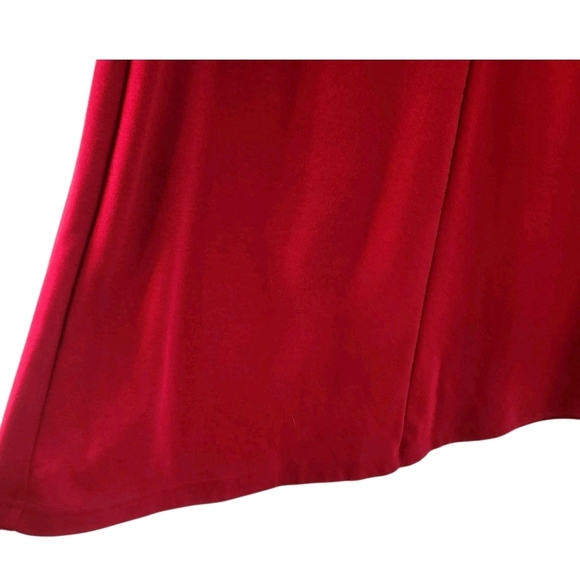 Lands End Red Cotton A Line Skirt Pleated Pull On Pleated Womens Petite S 6 8 - Picture 5 of 8